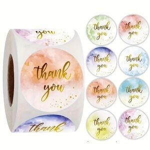 500 ct. Thank You Sticker Roll with Multicolor